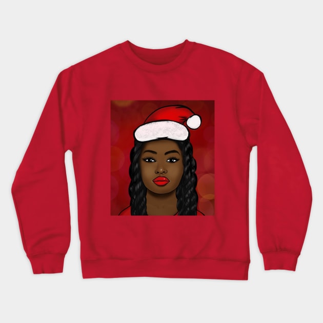 Black female Santa Clause beauty Crewneck Sweatshirt by Spinkly Creations 